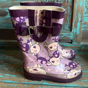 Kid Chooka Purple Pink Skulls Mid Tall Rain Boots for Girls Age 6